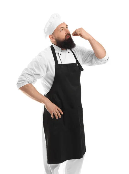Przystojny Mężczyzna Szef Kuchni Białym Tle — Zdjęcie stockowe