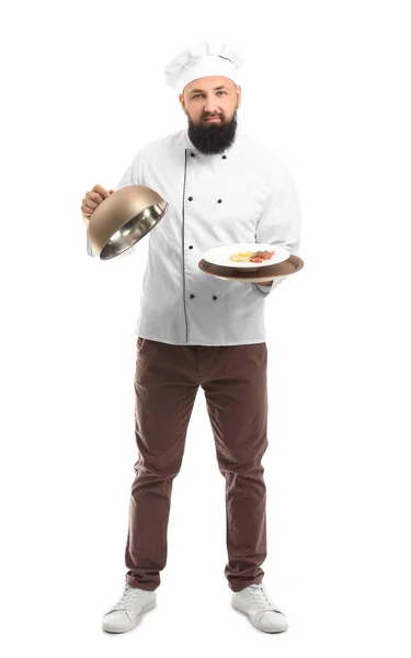 Chef Masculino Guapo Sobre Fondo Blanco —  Fotos de Stock