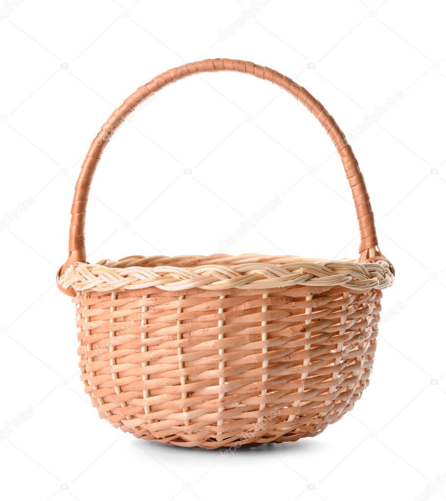 Wicker basket on white background