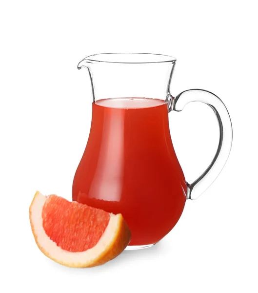 Jug Fresh Grapefruit Juice White Background — Stock Photo, Image