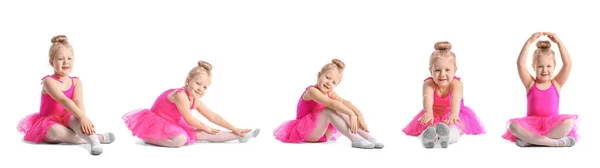 Set Balerina Kecil Yang Lucu Latar Belakang Putih — Stok Foto