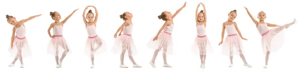 Set Van Schattige Kleine Ballerina Witte Achtergrond — Stockfoto