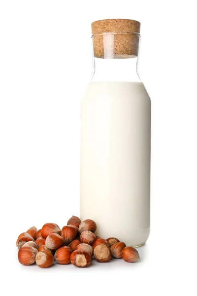 Egy Üveg Ízletes Mogyoróvaj Fehér Alapon — Stock Fotó
