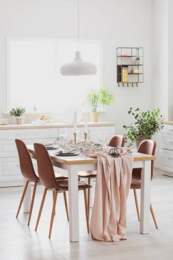 Modern yemek odasında servis edilir.