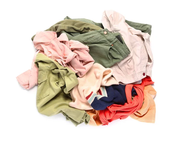 Heap Clothes White Background — Stock Photo, Image