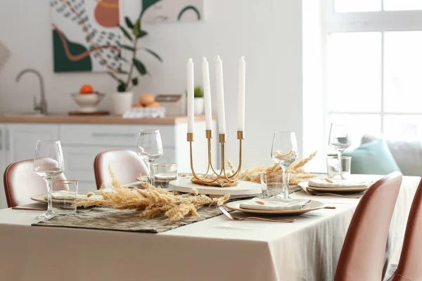 Served Table Modern Dining Room — Stock Photo, Image
