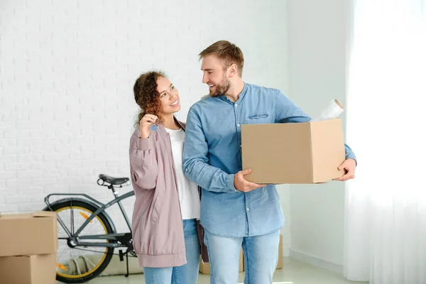 Young Couple New Flat Moving Day — Stock Photo, Image