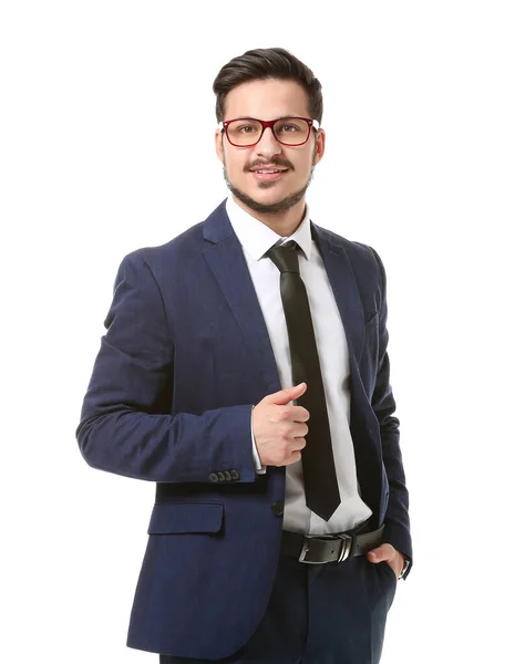 Handsome Young Businessman White Background — Stock Photo, Image