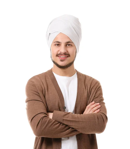 Guapo Joven Indio Sobre Fondo Blanco — Foto de Stock