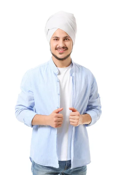 Handsome Young Indian Man White Background — Stock Photo, Image