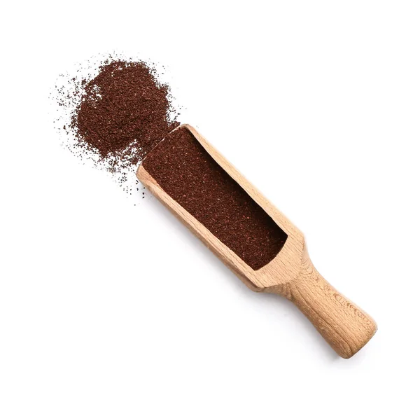Scoop Coffee Powder White Background — Stock Photo, Image