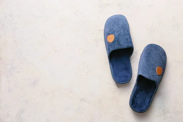 Pair Soft Slippers Light Background — Stock Photo, Image