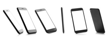 Beyaz arkaplanda cep telefonu seti