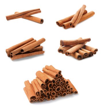 Beyaz arkaplanda akromatik tarçın çubukları