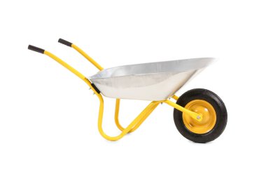 Beyaz arkaplanda boş el arabası