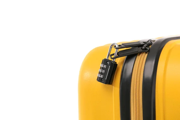 Suitcase Lock White Background Closeup — Stock Photo, Image