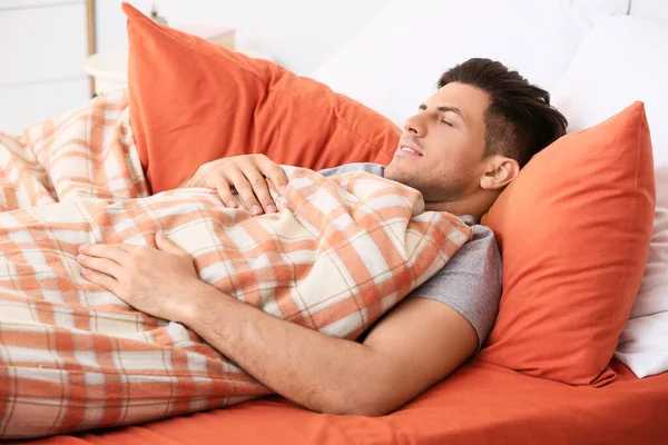 Mañana Joven Durmiendo Cama — Foto de Stock