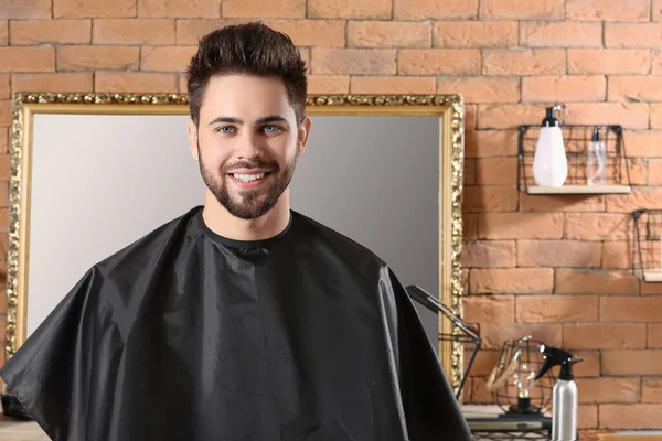 Handsome Young Man Hairdressing Salon — Stock Photo, Image