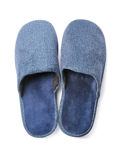 Paar Zachte Slippers Witte Achtergrond — Stockfoto