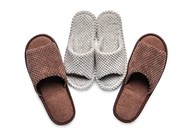 Soft Slippers White Background — Stock Photo, Image