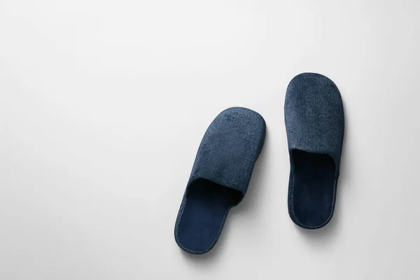 Pair Soft Slippers Light Background — Stock Photo, Image