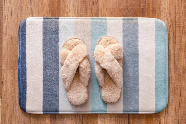 Pair Soft Slippers Rug — Stock Photo, Image