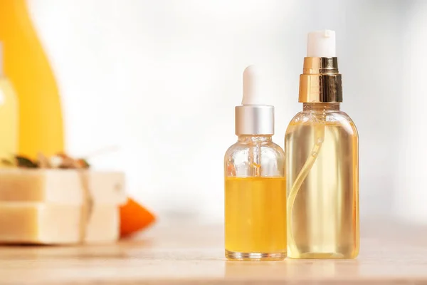 Natuurlijke Cosmetica Houten Tafel — Stockfoto