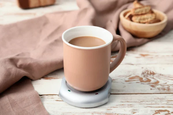 Cup Coffee Heater Table — Stock Photo, Image