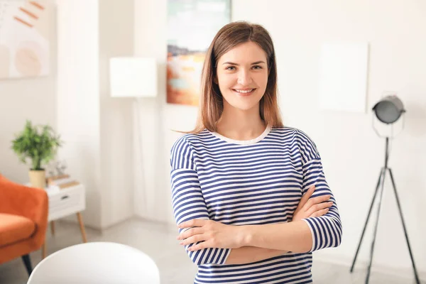 Beautiful Young Woman Home — Stock Photo, Image