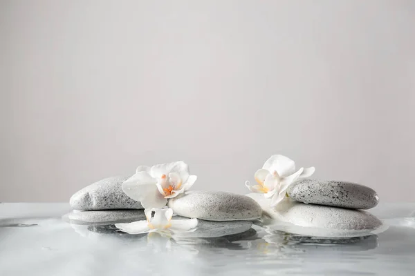 Spa Stones Flowers Water Light Background — Stock Photo, Image