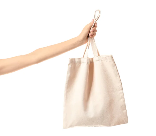 Female Hand Eco Bag White Background — Stock Photo, Image