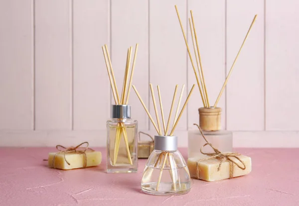 Reed Diffusers Soap Table Room — Stock Photo, Image