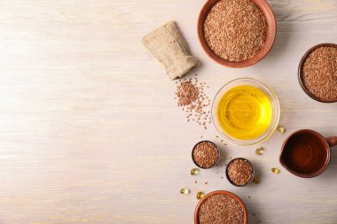 Işık masasında keten yağlı kompozisyon