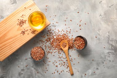 Işık masasında keten yağlı kompozisyon