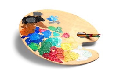 Beyaz arkaplanda sanatçı paleti