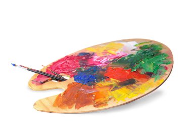 Beyaz arkaplanda sanatçı paleti