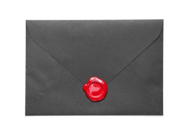 Beyaz arkaplanda balmumu mühürü olan zarf