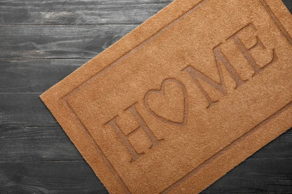 Door Mat Wooden Background — Stock Photo, Image