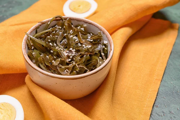 Bowl Tasty Seaweed Color Background — Stock Photo, Image