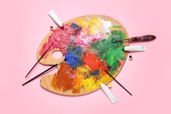 Artist Palette Paints Color Background — Stock Photo, Image