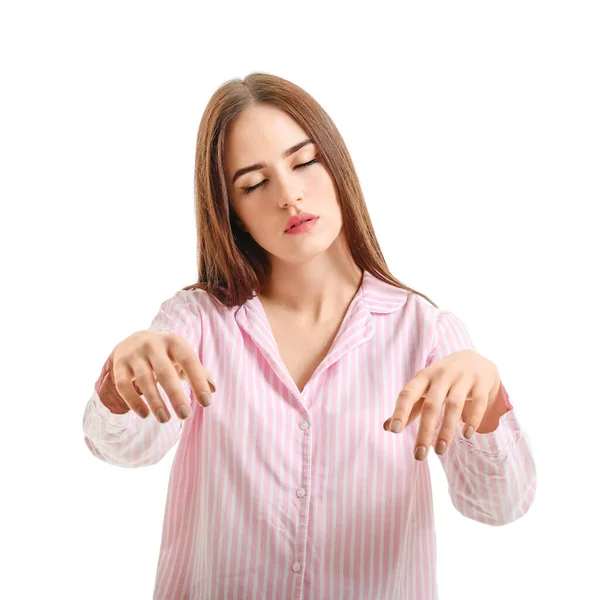 Sonnambulo Femminile Sfondo Bianco — Foto Stock