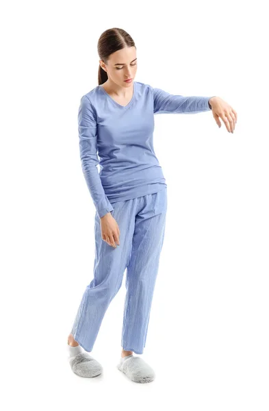 Female Sleepwalker White Background — Stock Photo, Image