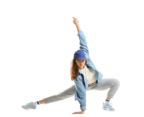 Belle Danseuse Hip Hop Féminine Isolée Sur Fond Blanc — Photo