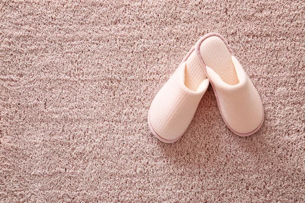 Pair Soft Slippers Carpet — Stock Photo, Image