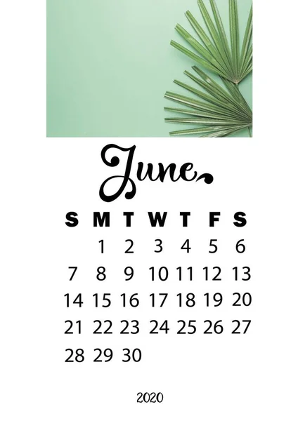 Design June 2020 Calendar — Stock Photo, Image