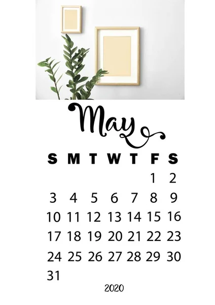 Utformning Maj 2020 Kalender — Stockfoto