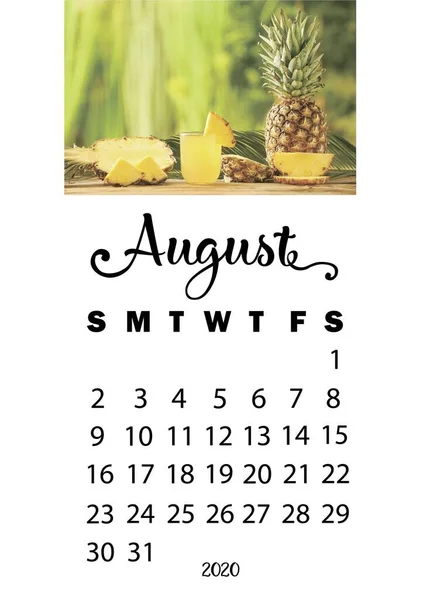 Календарь Августа 2020 Года — стоковое фото