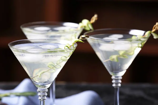 Glasses Tasty Cucumber Martini Bar — Stock Photo, Image