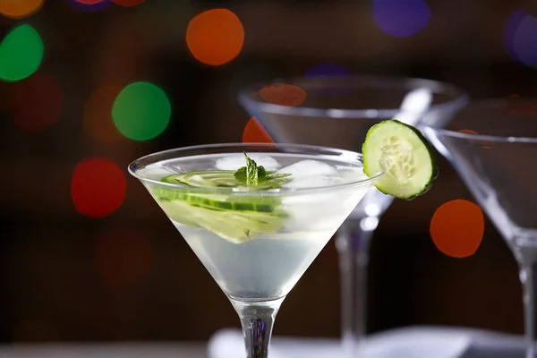 Glass Tasty Cucumber Martini Dark Background — Stock Photo, Image