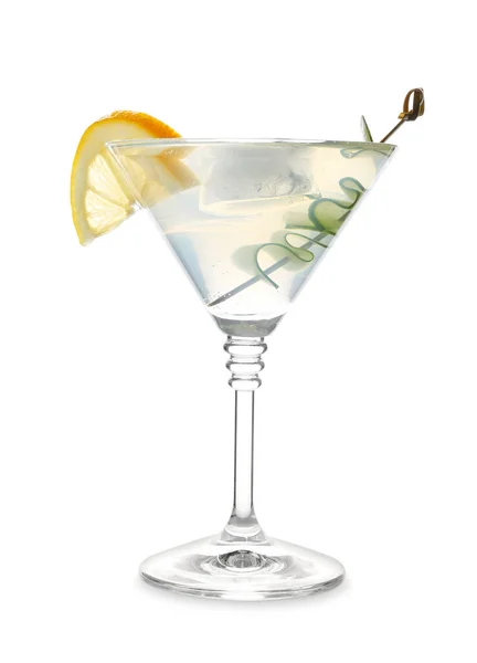 Szklanka Smacznego Ogórkowego Martini Białym Tle — Zdjęcie stockowe